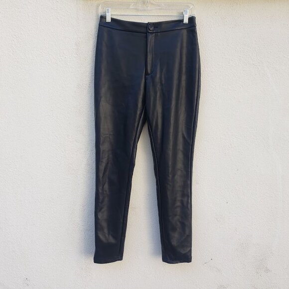 5/$100 SALE - J. Ing Faux Leather Sleek Black Biker Pants - Picture 2 of 6